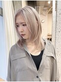 ハッシュカット/レイヤーカット/ブリーチ/ブロンド/ミルクティー