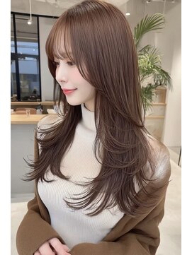 ケシキ 表参道 原宿(kesiki.) ミディアムレイヤー顔周りレイヤーハッシュカット韓国へア