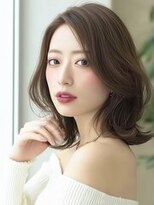 メル バイ ヘアサロン ニド(mer..by hair salon Nido)&nbsp;小顔くびれミディアム☆外ハネレイヤー×透明感ベージュ