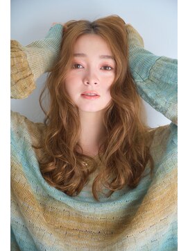 リトル エスタ 大名(little×esta) 外国人風フリンジウェーブアンバーベージュ