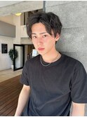 センターパート/波巻きスパイラルパーマツイストパーマ