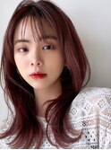 小顔魅せチェリーレッド×ワンホンレイヤーロング