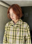 20代30代ミディアムボブタッセルボブオレンジブラウン/akari