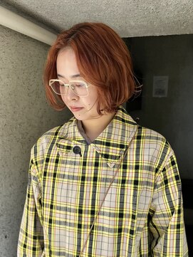 パークレーン アイス イヴェン(park lane ICI yeven) 20代30代ミディアムボブタッセルボブオレンジブラウン/akari