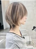 コントラストハイライト×ネオウルフ　ウルフカット　ウルフ
