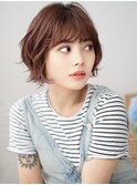 ボブ ウェーブ 艶髪 顔周りカット ブラウンベージュ ミニボブ