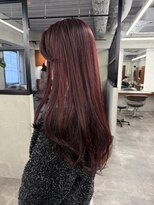 ニコ トウキョウ 渋谷(nico TOKYO)&nbsp;ダブルカラーチェリーレッドピンクブラウン韓国レイヤーロング