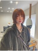ボブ×オレンジベージュ