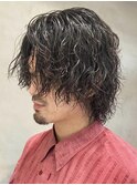 横浜西口メンズボブサーフカール波巻きパーマセンターパート緩め