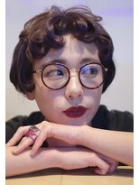 エシカ(ethica)&nbsp;[ethica_南船場] ダークパープルグレー × ショート ＋ 丸メガネ