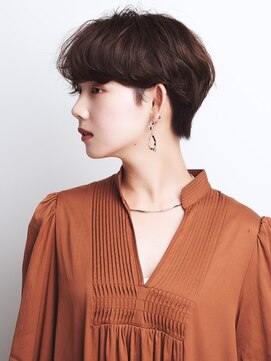 コムマティス 恵比寿ガーデンプレイス(Comme Matisse) 小顔に見せるオリーブカラーボブ黒髪後れ毛[恵比寿/恵比寿駅]