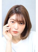 大人可愛いナチュラルボブ×シースルーバング