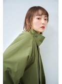 イヤリングカラーと外ハネでお洒落ボブ