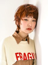 テトヘアー(teto hair) ショートパーマ　マッシュウルフショート　オレンジピンク暖色