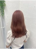 ピンクベージュミディアム暖色カラー黒髪卒業ダブルカラー