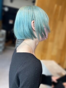 リノショアーズ ショウナン 辻堂店(RinoShores SHONAN) ショートボブ透明感抜群♪ダブルカラーブリーチターコイズブルー