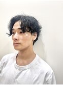 センター分けボブパーマ