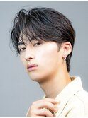 ビジネスメンズショートリクルート七三かき上げヘアツーブロック