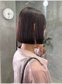 切りっぱなしボブ、ブリーチなしブラウン