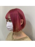 大人可愛い春っぽピンクハイトーンブリーチボブヘアmaaya