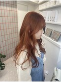 黒髪/グレーベージュ/レイヤーロング/前髪パーマ/渋谷