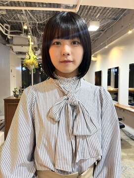 グリーン 渋谷(green) 黒髪/グレーベージュ/ボブ/レイヤー/前髪カット/髪質改善