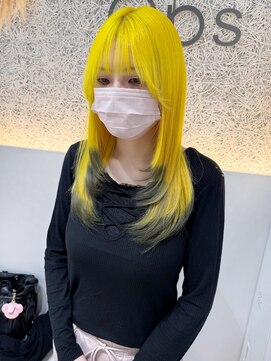 オプス 大名店(Ops) ☆2色使いで個性派!イエロー×ブラックエンドカラー