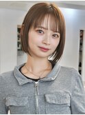 チュラルボブ前下がりミニボブ前髪あり艶カラー髪質改善