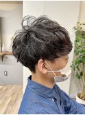 メンズマッシュ×パーマ【knit 銀座 荒柄ノエル】