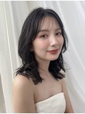ミディアム透明感アッシュカラーおしゃれパーマ