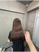 くびれヘア/暗めカラー/アプリコットオレンジ/縮毛矯正