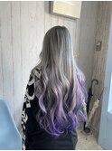 ホワイトシルバー◇紫グラデーション 
