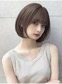 大人ショートブリーチなしショートボブ前髪ありおくれ毛カット☆