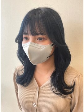 アノン anon 韓国風ヘア　ヨシンモリ　デザインカラー　ネイビーブルー