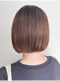 ショートボブ切りっぱなしベージュカラーダブルカラー20代30代
