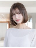 大人かわいい前髪セシルカットココアブラウンフリンジウェーブ