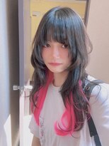 ミー(MI)&nbsp;小顔20代30代外国人風カラー/ブラック×ベリーピンク