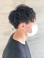 アース 大井町店(HAIR & MAKE EARTH) 波巻きパーマツーブロックマッシュグレイ