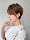 小顔似合わせ前髪大人ショート前髪黒髪ネビージュワンレンボブ