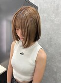 髪質改善/縮毛矯正/酸性ストレート/丸みショート/ハニーベージュ