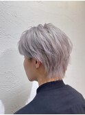 メンズラベンダーシルバー◎韓国風マッシュウルフ