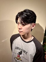 ヘアーグロウ メンズセンターパートウルフセンターパートニュアンスパーマ襟足