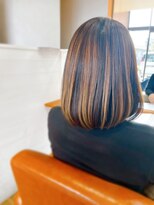 ヘアーブランドジン ティアラ(HAIR BRAND Jin Tiara)&nbsp;丸みミディアムボブ×アンブレラカラー【松山美容室】