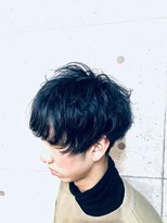 アルファベットシーガム(C gam)&nbsp;韓国マッシュ束感ブルーブラック