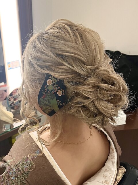 ルーズシニヨン 卒業式 成人式 結婚式 2次会 ヘアセット 新宿