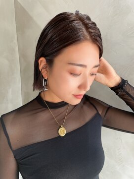 フラッグ 九大学研都市店(Flag) 切りっぱなしボブ韓国縮毛矯正酸性ストレートブリーチ前髪カット