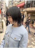 ダブルカラー/黒髪/ボブルフ/ネビージュ/原宿/前髪/ウルフカット