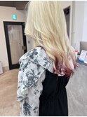ブロンド裾カラー抜きっぱなしレッド10代20代