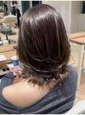 小顔似合わせカットミディアムレイヤー外ハネくびれヘア