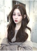 ★くびレイヤーエモージュ黒髪グレーベージュレイヤーロング前髪